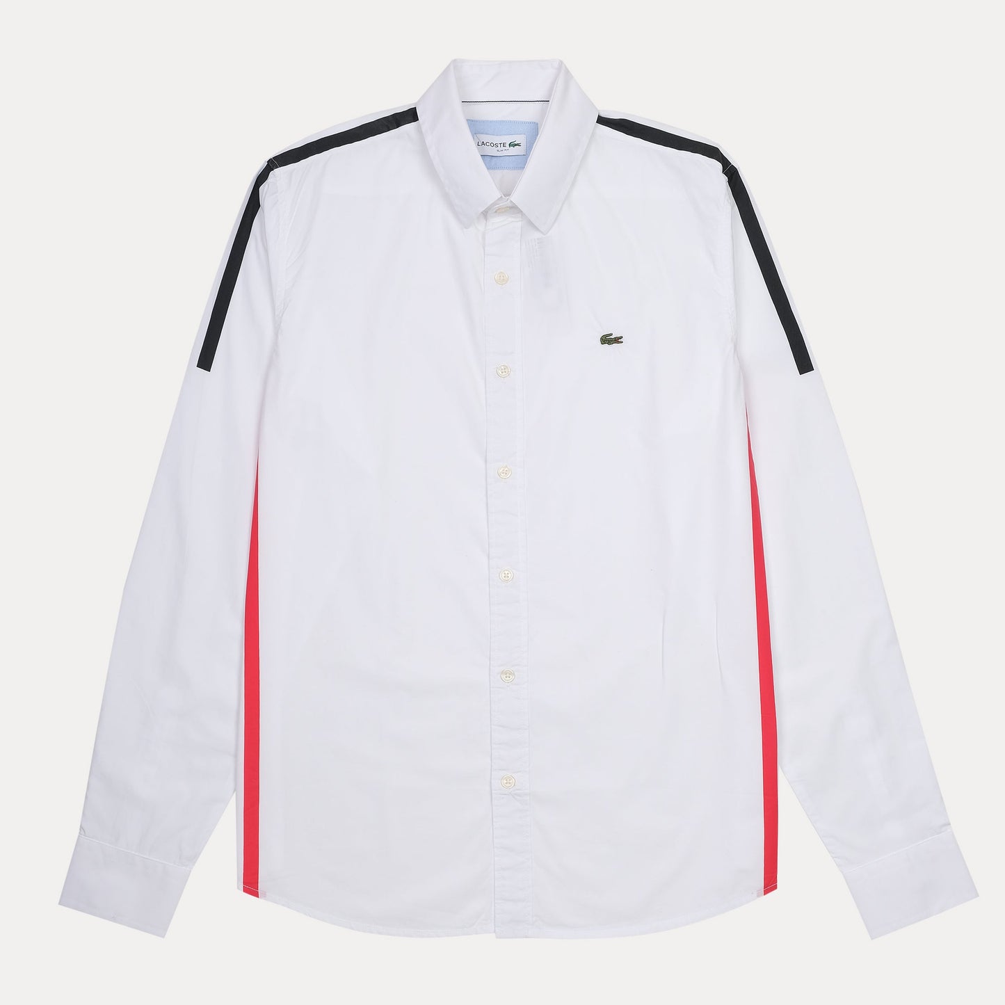 Lacoste Slim Fit Crisp White Sporty Shirt with Bold Accents