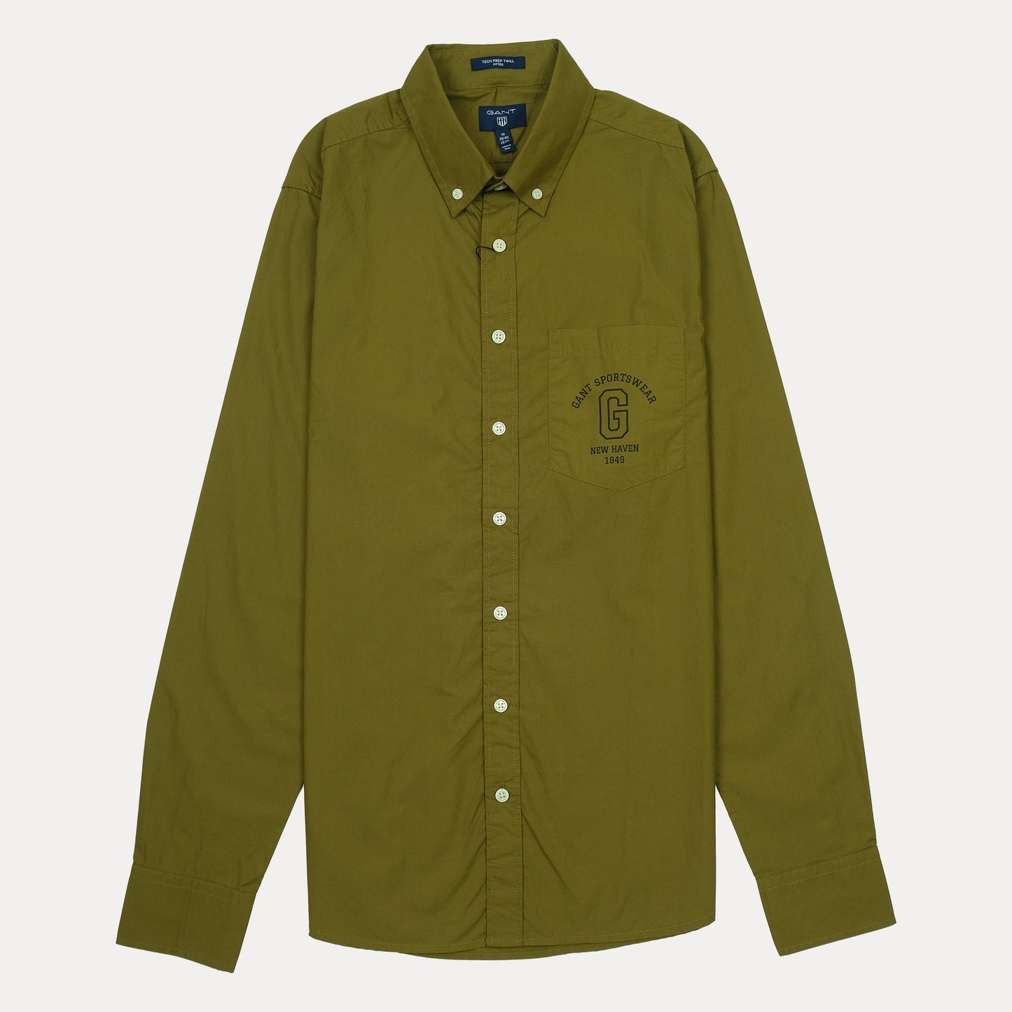 GANT Tech Prep Twill Long Sleeve Shirt in Olive Green