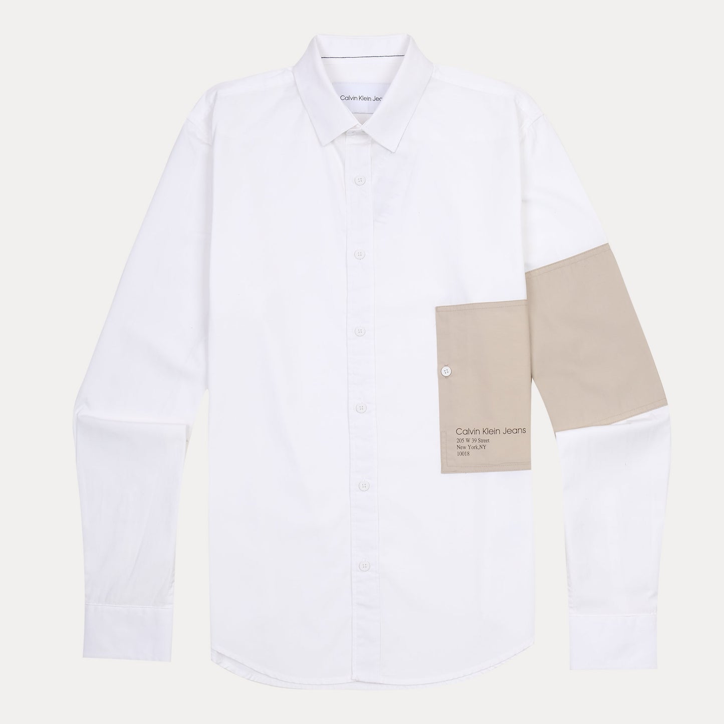 Calvin Klein Jeans Elegant White & Beige Contrast Shirt