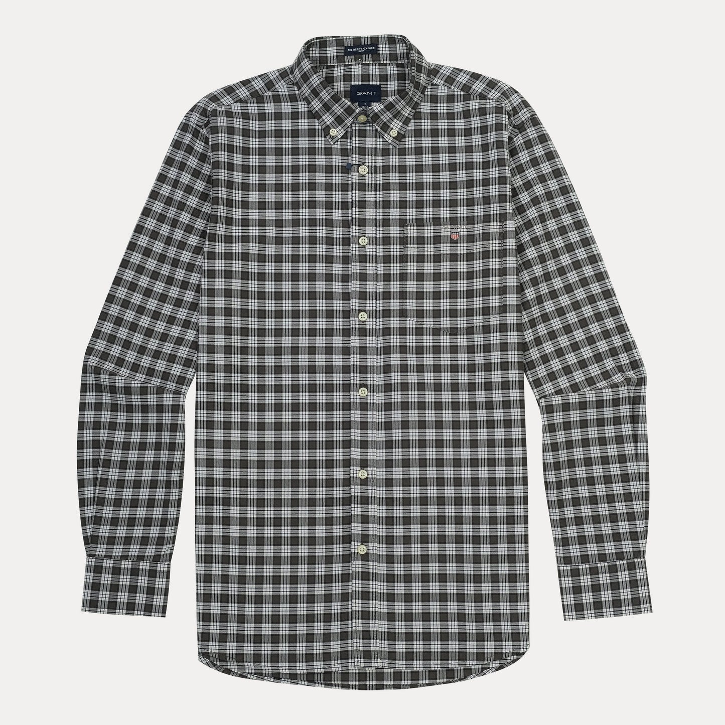 GANT The Breezy Oxford Shirt in Charcoal Checkered Elegance