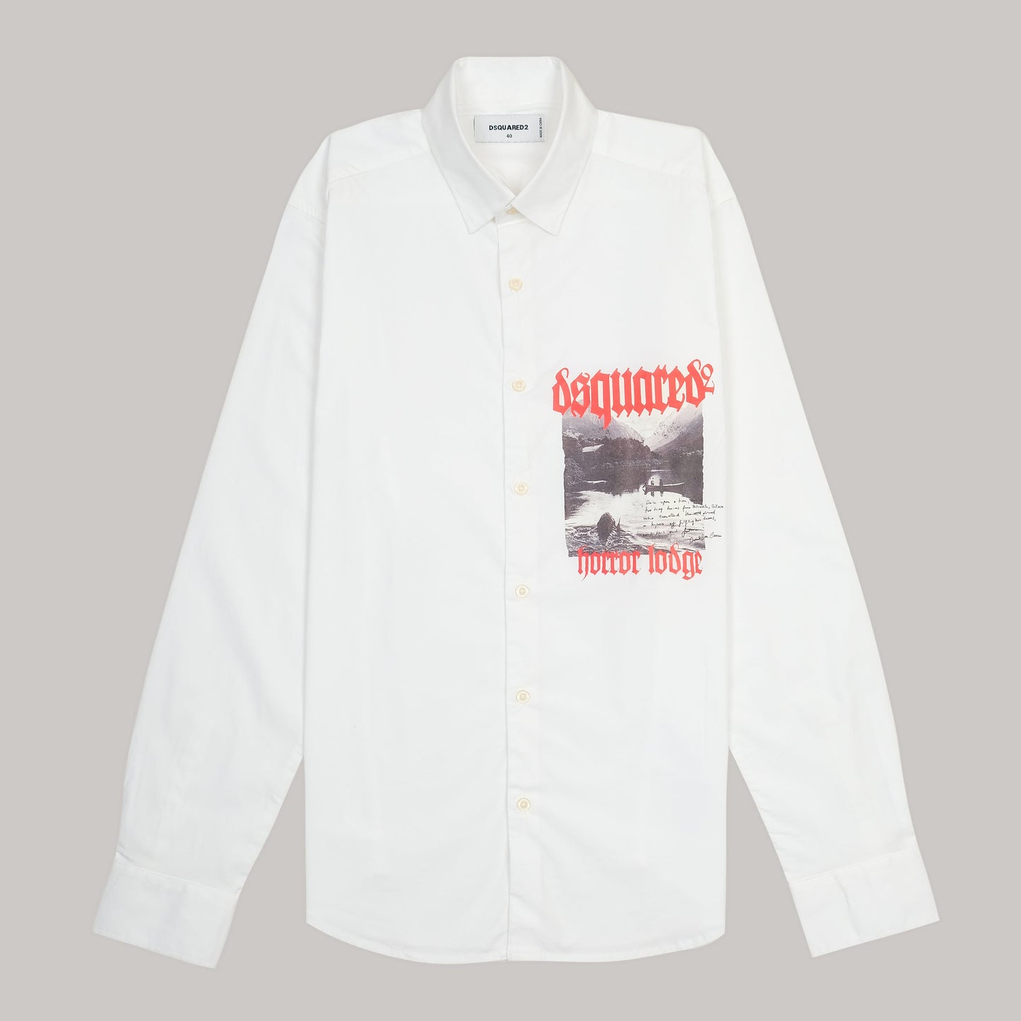DSQUARED2 Opulent Pearl White Classic Fit Long Sleeve Button-Up Shirt