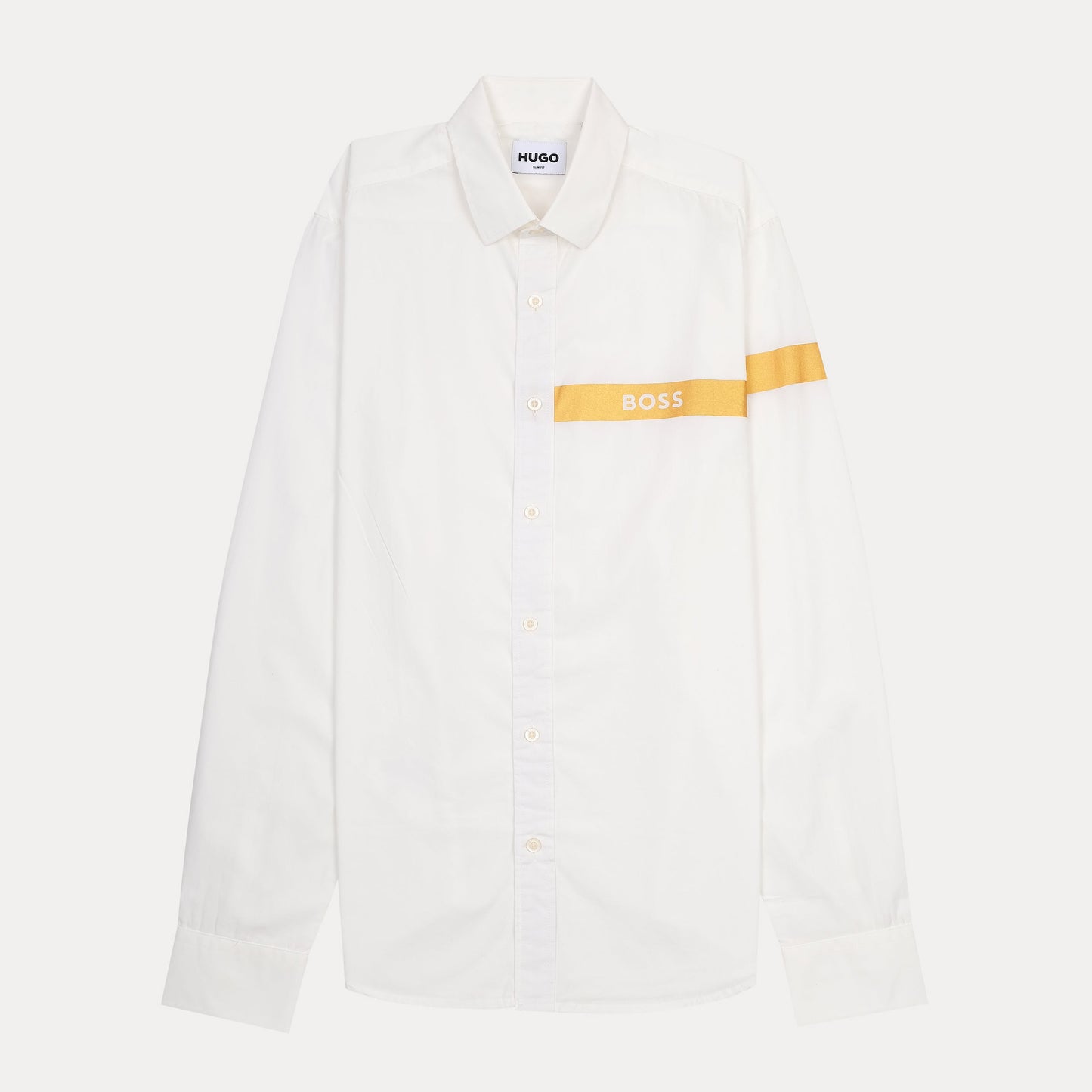 Hugo Slim Fit Elegant Whisper White Shirt with Golden Accent