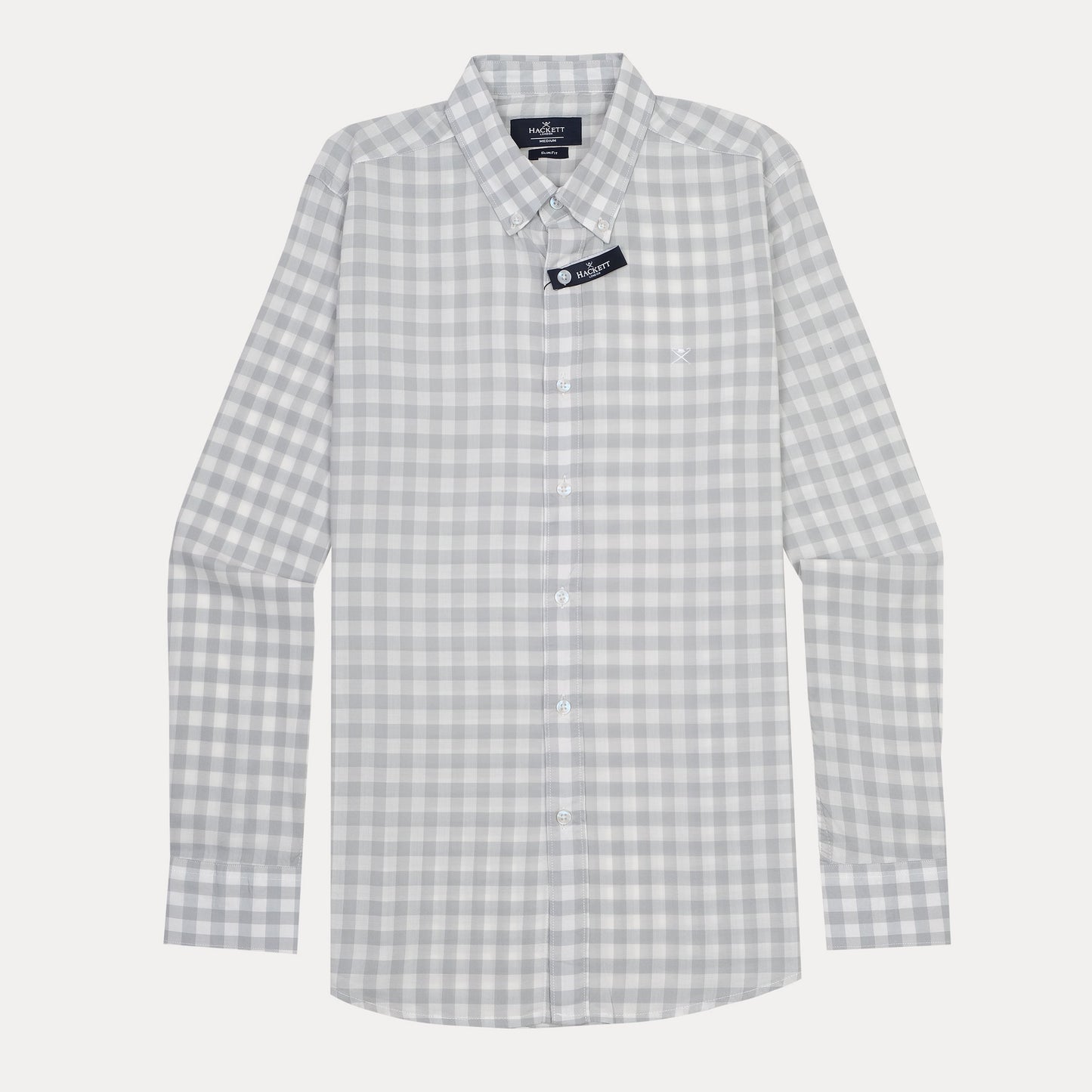 HACKETT Earthy Elegance Slim Fit Gingham Shirt in Misty Grey