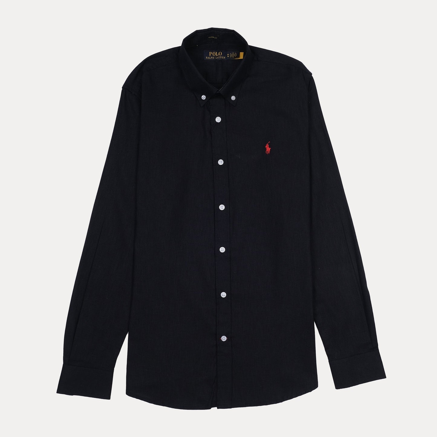 Polo Ralph Lauren Linen Classic Fit Black Button-Down Shirt