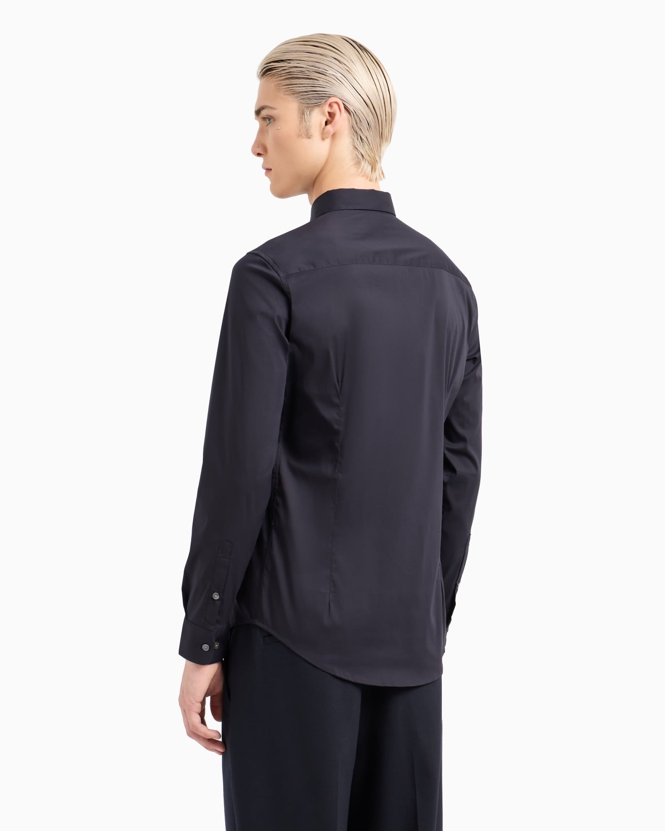 Emporio Armani Elegant Midnight Blue Slim-Fit Shirt