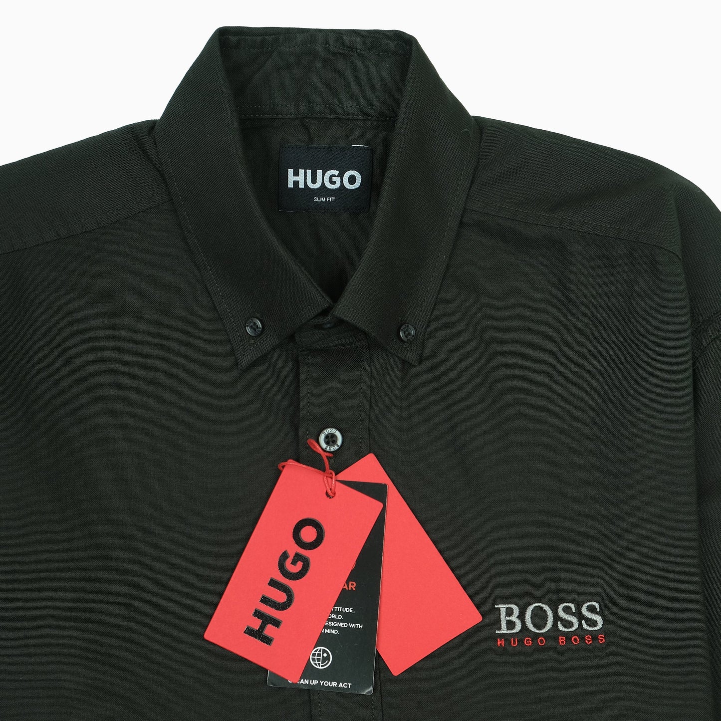HUGO BOSS Classic Fit Button-Up Shirt in Dark Green