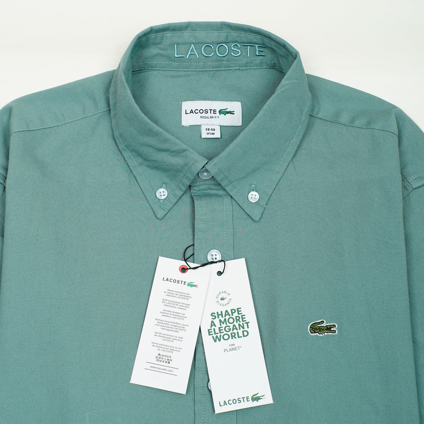 Lacoste Elegant Seafoam Green Button-Up Shirt