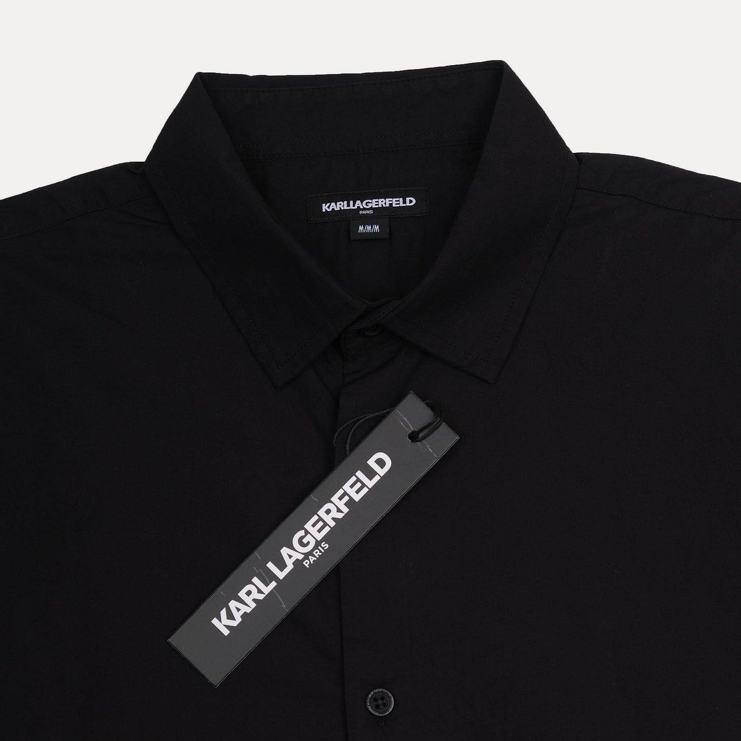 KARL LAGERFELD Chic Noir Graphic Button-Up Shirt