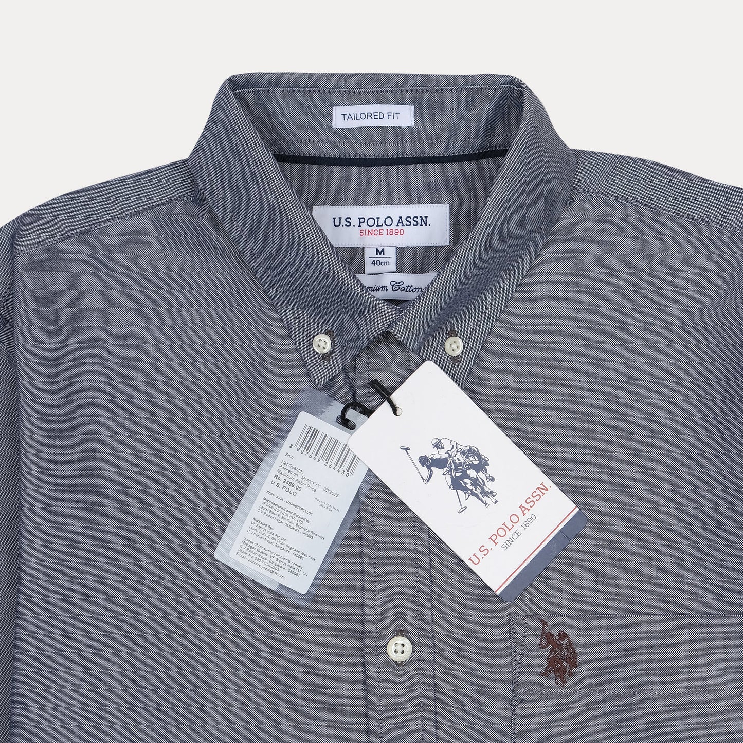 U.S. Polo Assn. Tailored Fit Charcoal Chambray Shirt