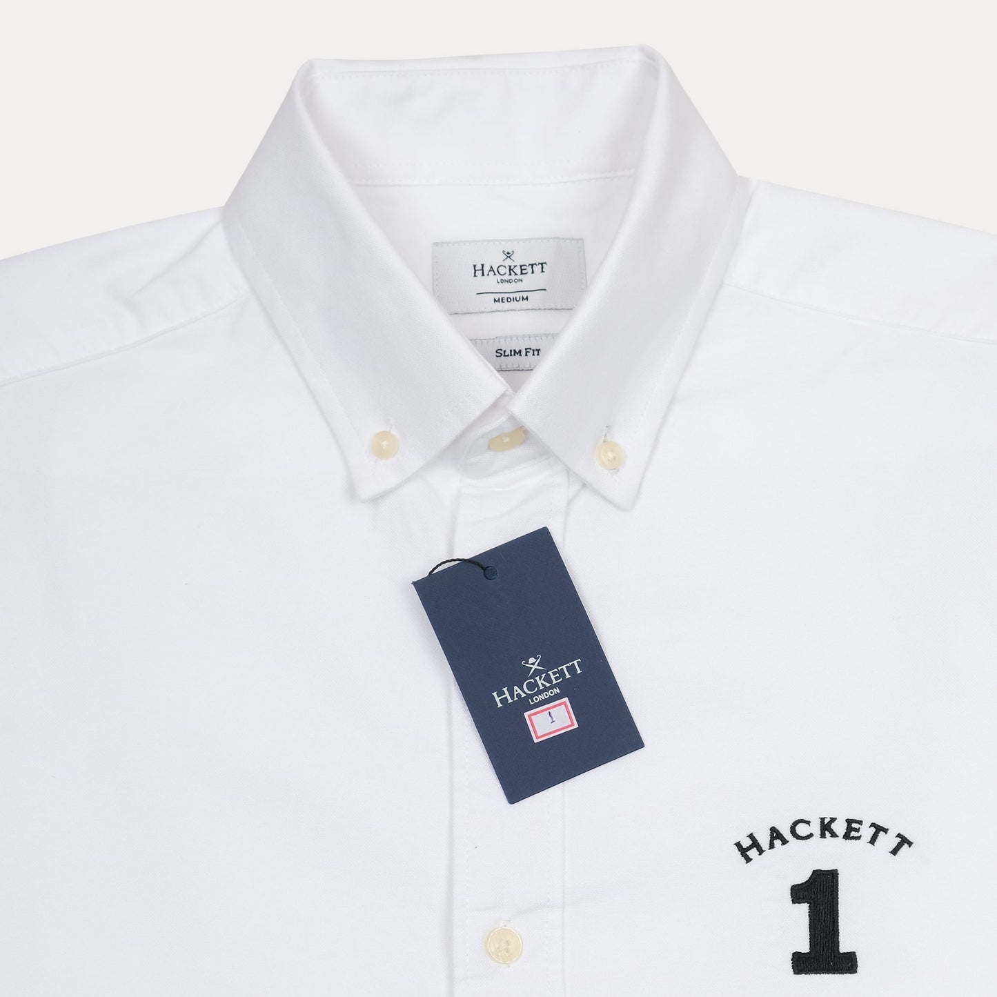 HACKETT Crisp Cotton Classic White Button-Up Shirt