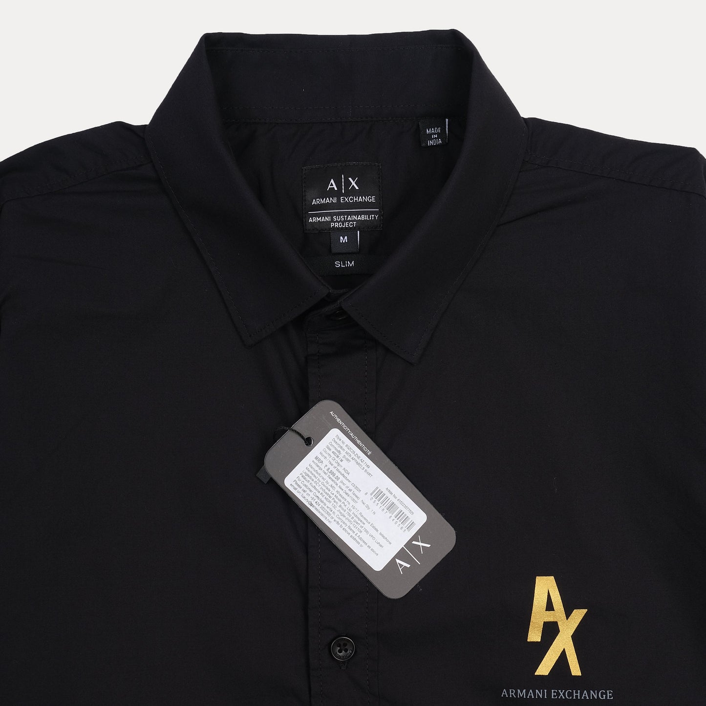 Armani Exchange Slim Fit Black Dress Shirt