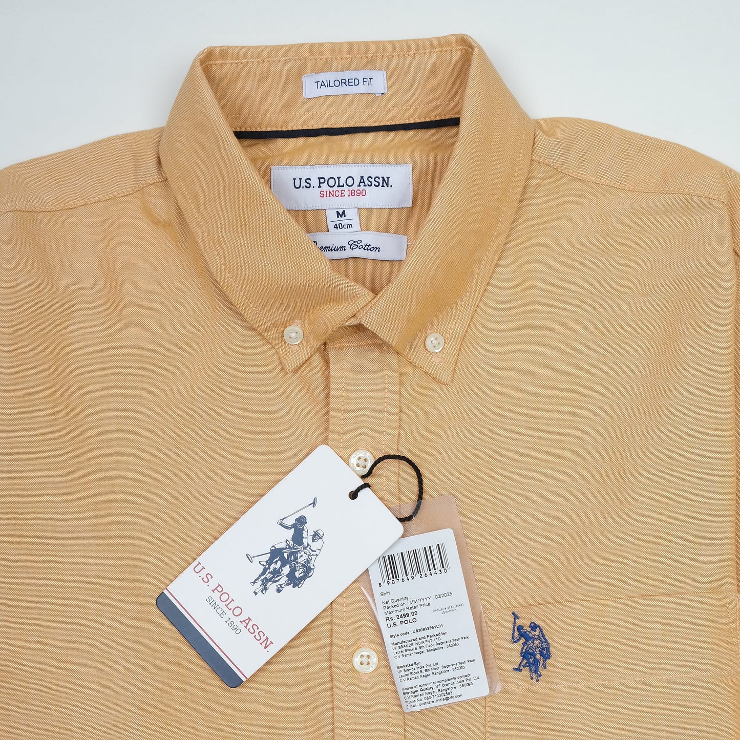 U.S. Polo Assn. Tailored Fit Button-Down Shirt in Soft Yellow