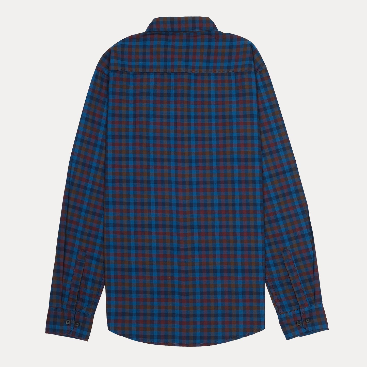 United Colors of Benetton Vibrant Plaid Long Sleeve Shirt in Oceanic Blue & Rustic Red