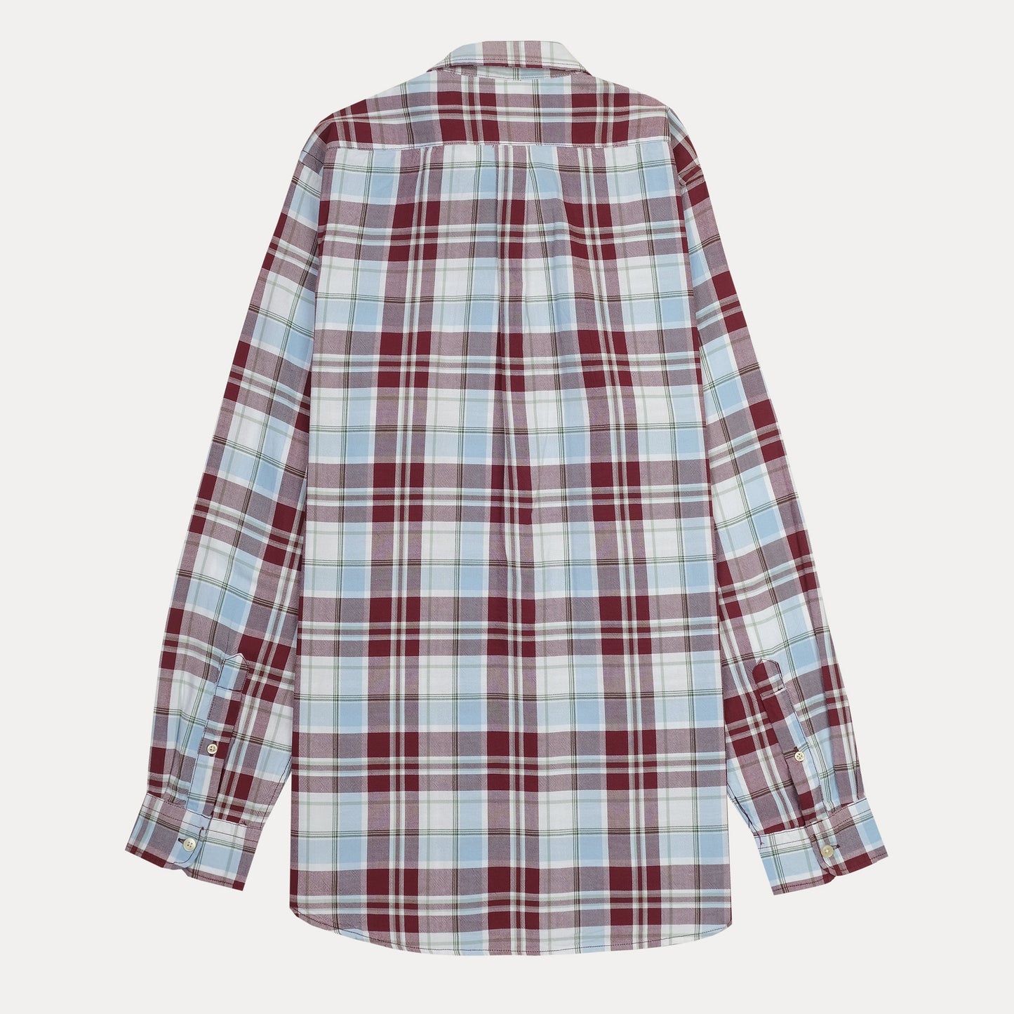 Polo Ralph Lauren Custom Fit Plaid Shirt in Serene Sky and Burgundy