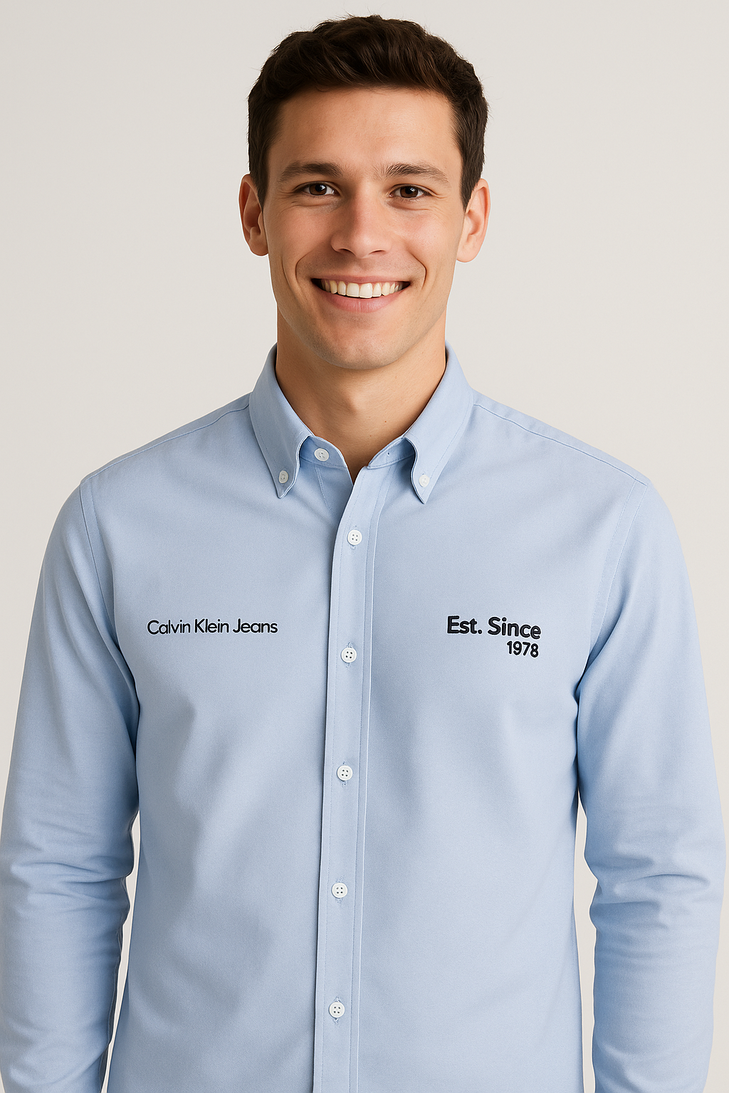 CALVIN KLEIN JEANS Opulent Azure Classic Fit Long Sleeve Button-Up Shirt