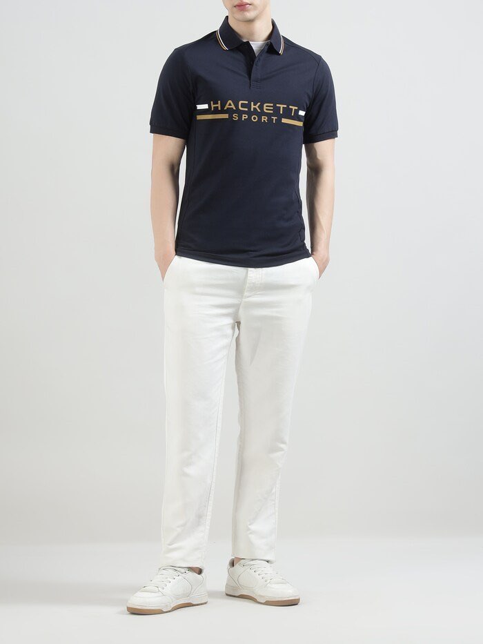 Hackett Sport Elegant Midnight Navy Cotton Blend Polo Shirt