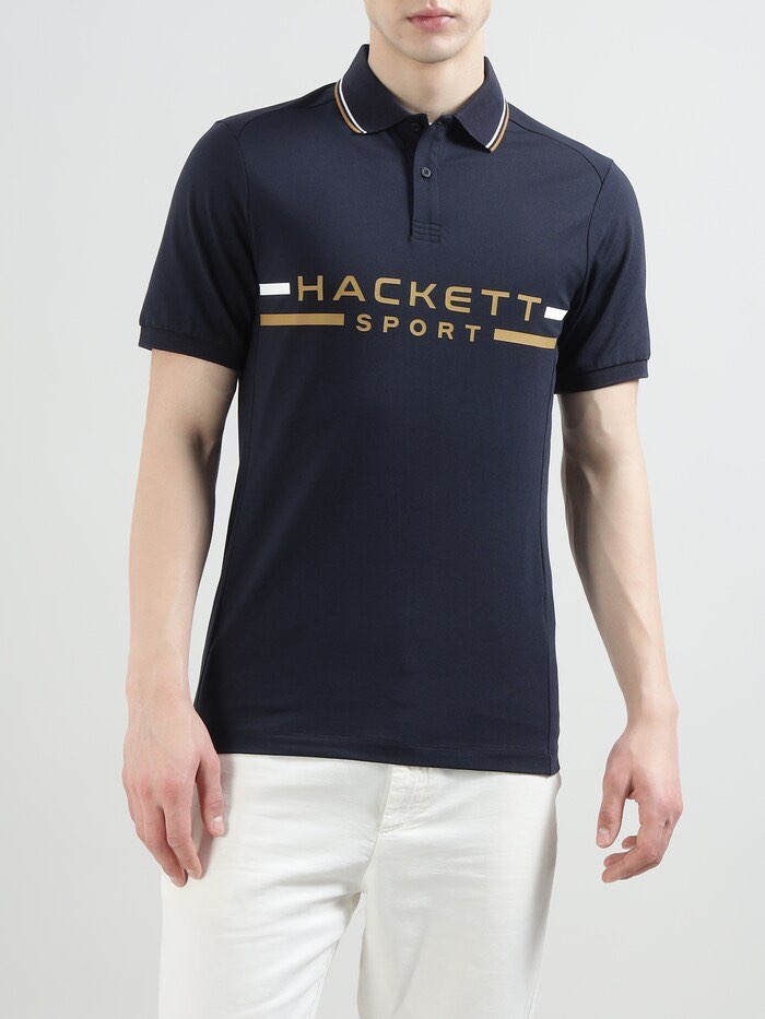 Hackett Sport Elegant Midnight Navy Cotton Blend Polo Shirt
