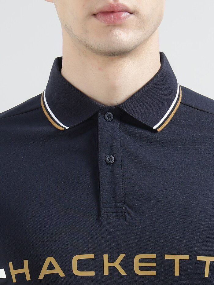 Hackett Sport Elegant Midnight Navy Cotton Blend Polo Shirt