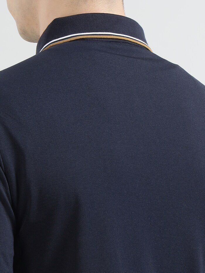 Hackett Sport Elegant Midnight Navy Cotton Blend Polo Shirt
