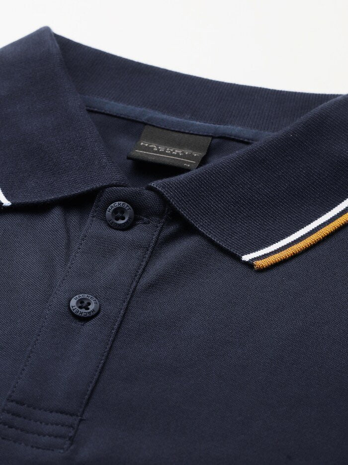 Hackett Sport Elegant Midnight Navy Cotton Blend Polo Shirt