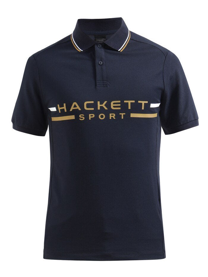 Hackett Sport Elegant Midnight Navy Cotton Blend Polo Shirt