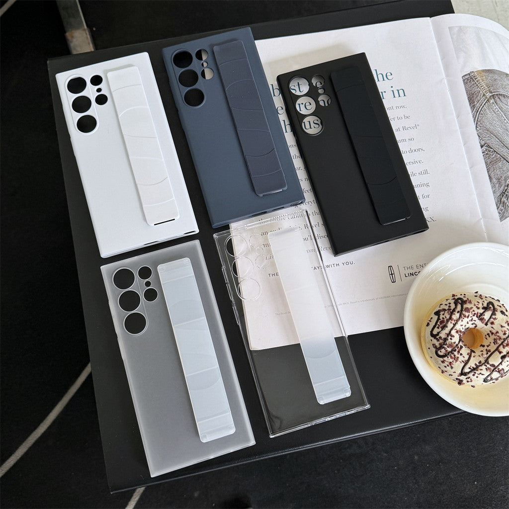 Samsung Galaxy S24 Ultra Hard PC Case with Luxury Elastic Silicone Wrist Strap - Transparent