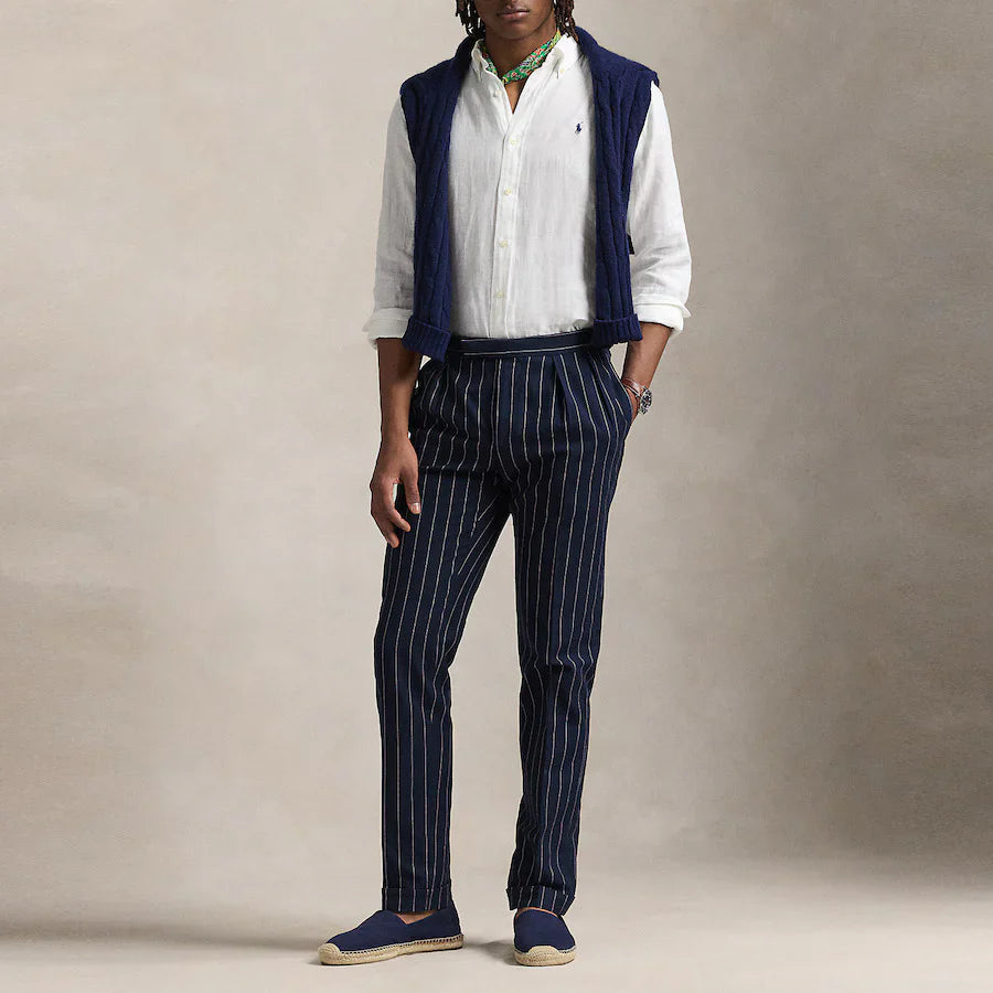 Polo Ralph Lauren Effortlessly Elegant Button-Up Linen Shirt in Crisp Cloud White