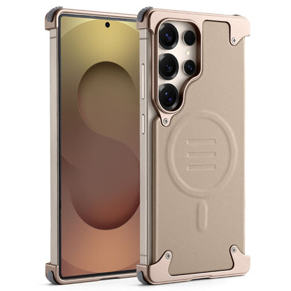 Luxury Metal Bumper Leather Case With Magsafe For Samsung