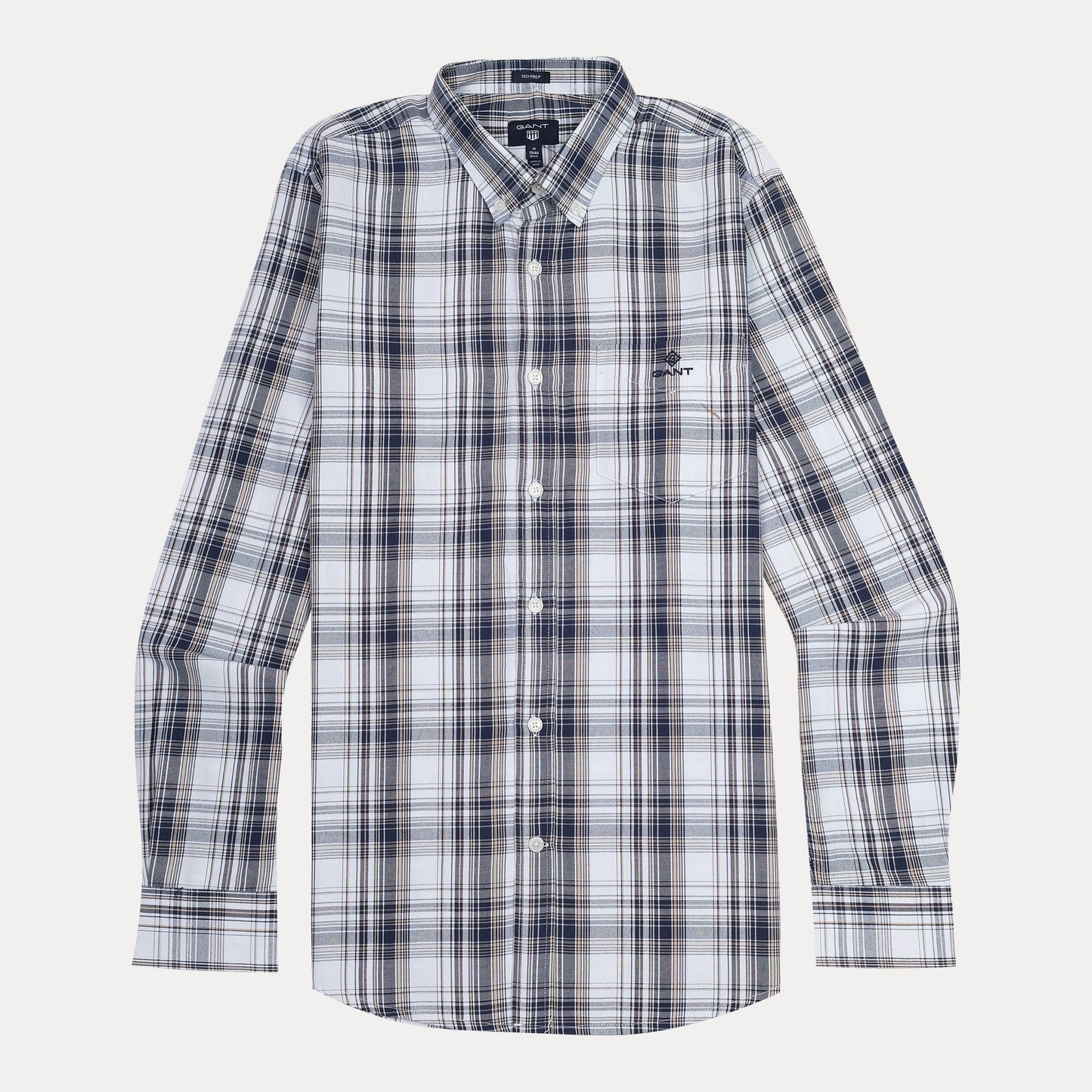 GANT Timeless Tartan Button-Up Shirt in Nautical Navy & Cloud White