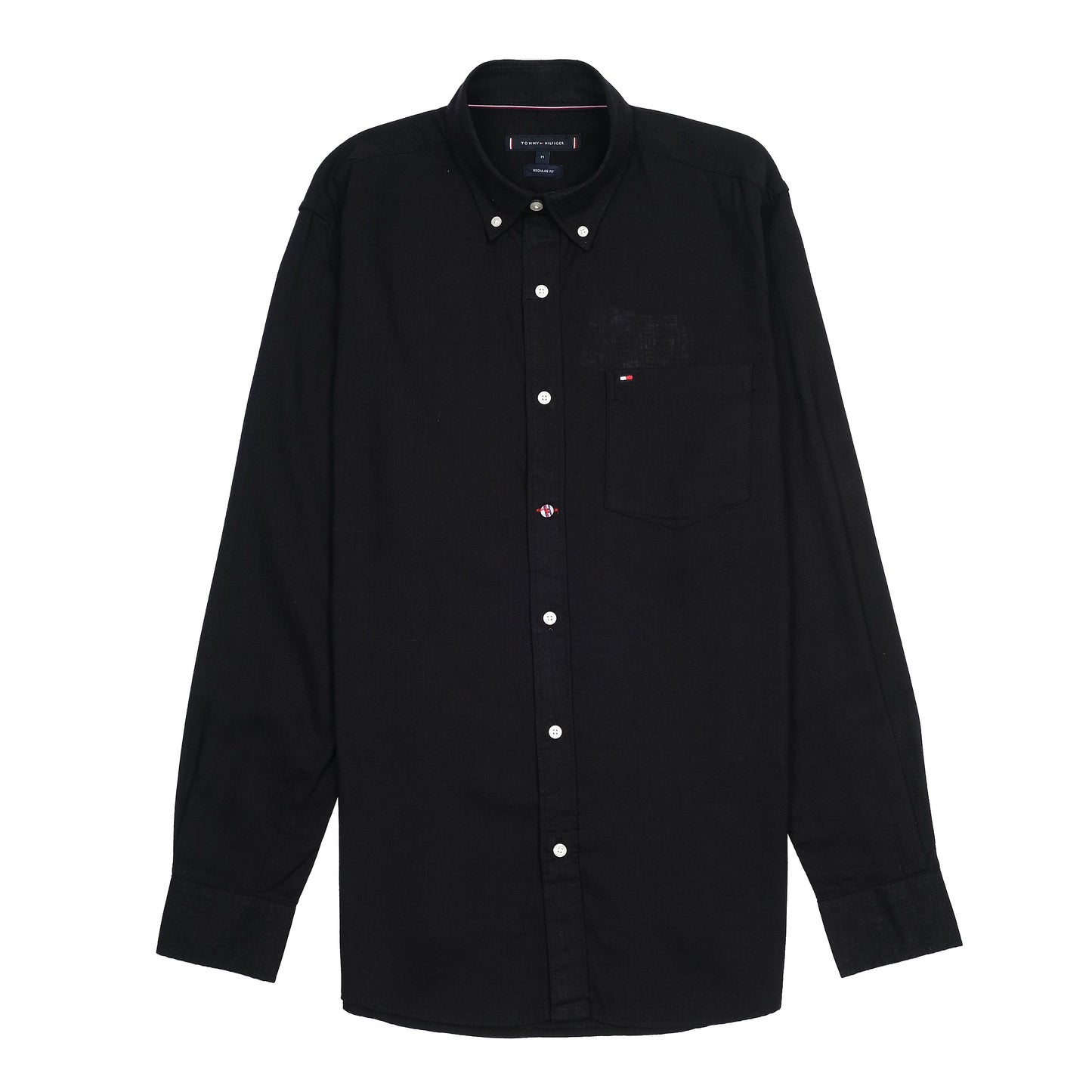 Tommy Hilfiger Classic Charcoal Elegance Button-Up Linen Shirt