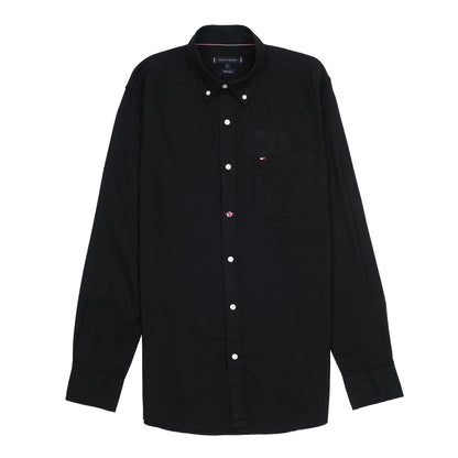 Tommy Hilfiger Classic Charcoal Elegance Button-Up Linen Shirt