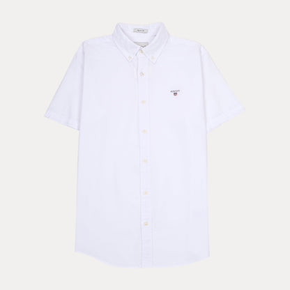 GANT Effortlessly Crisp Short-Sleeve Button-Up Shirt in Pristine White