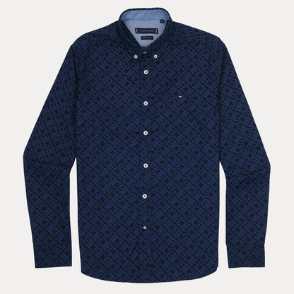 Tommy Hilfiger Organic Cotton Button-Up Shirt in Midnight Mosaic