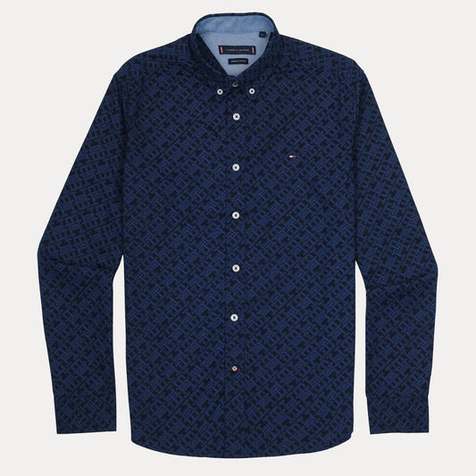 Tommy Hilfiger Organic Cotton Button-Up Shirt in Midnight Mosaic