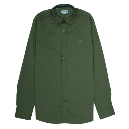 Lacoste Elegant Olive Green Slim Fit Shirt