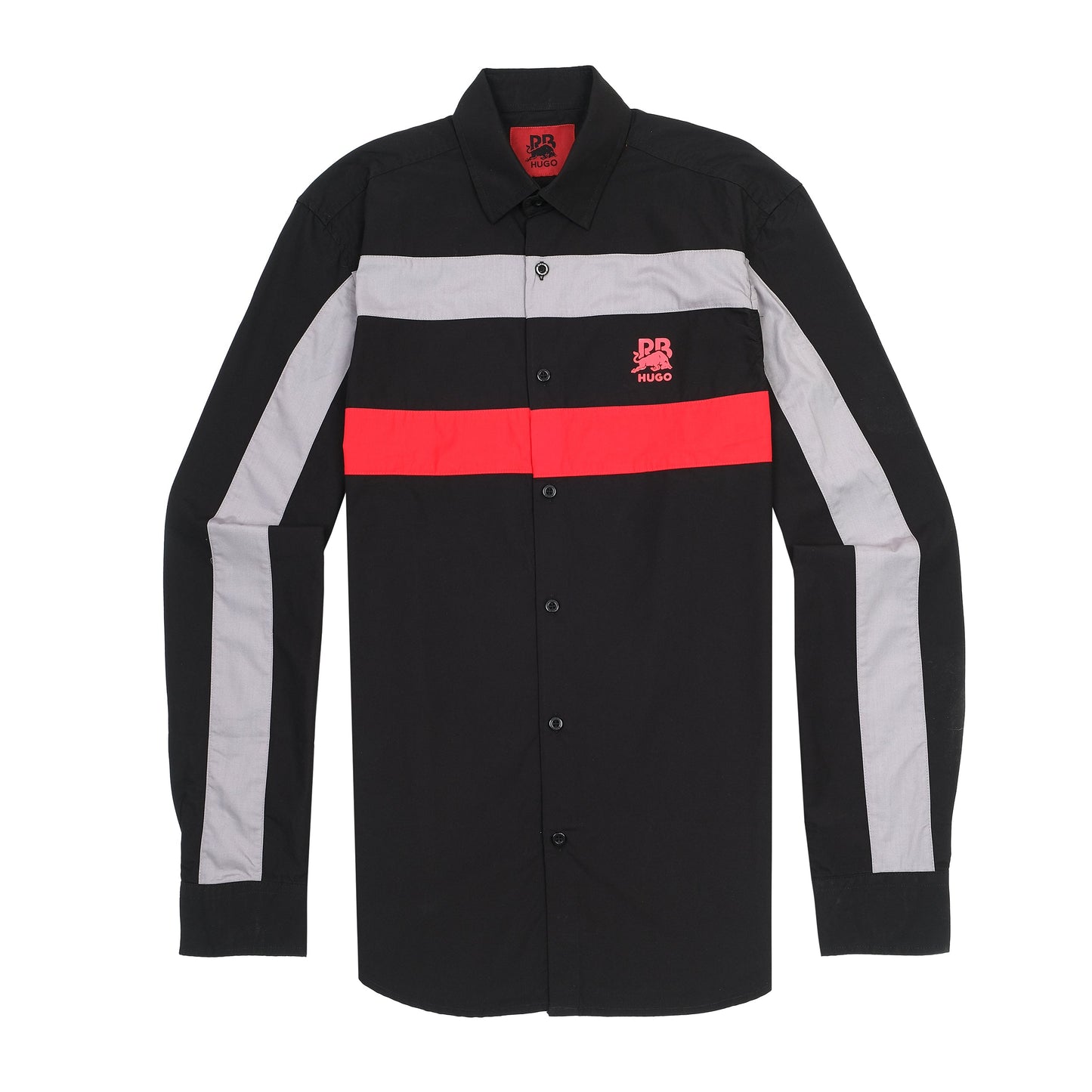 Hugo Boldly Striped Button-Up Shirt in Midnight Black