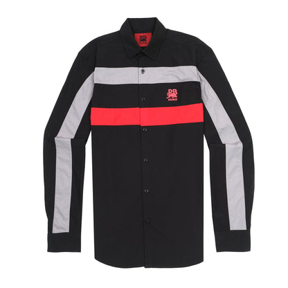Hugo Boldly Striped Button-Up Shirt in Midnight Black