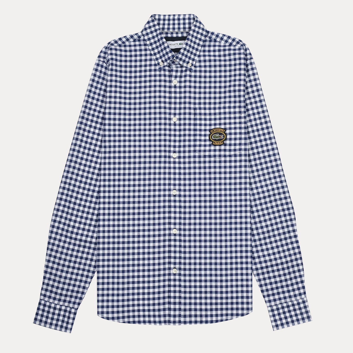 Lacoste Slim Fit Gingham Delight Shirt in Nautical Navy & White