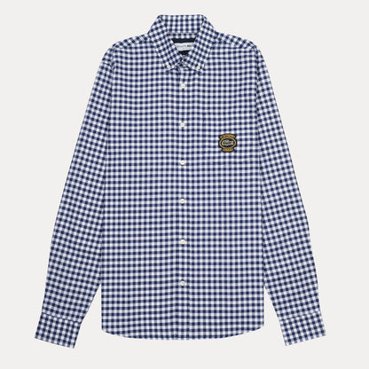 Lacoste Slim Fit Gingham Delight Shirt in Nautical Navy & White