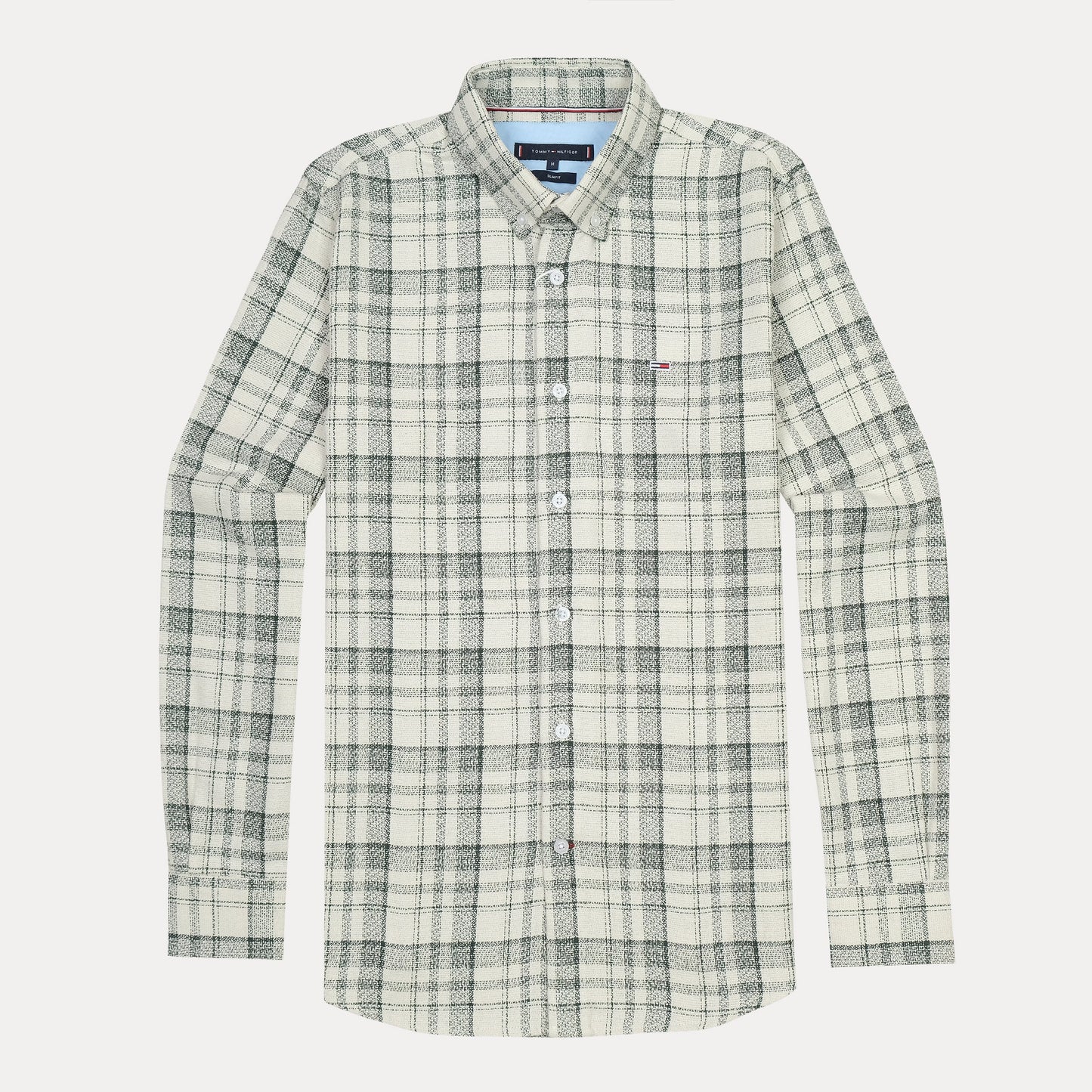 Tommy Hilfiger Organic Cotton Slim Fit Plaid Shirt in Whispering Willow