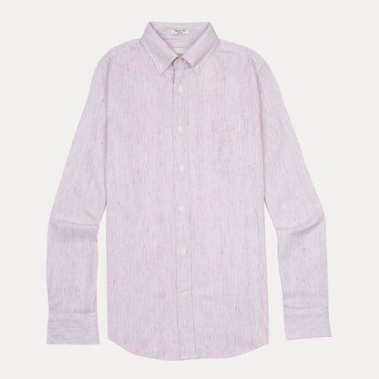 [Mélange Slub Linen] GANT Melange Stripe Shirt in Blushing Petal