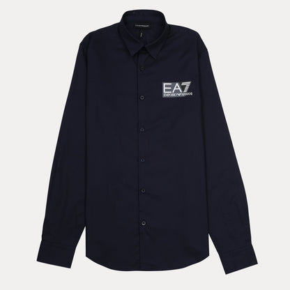 Emporio Armani Elegant Midnight Blue Button-Up Shirt