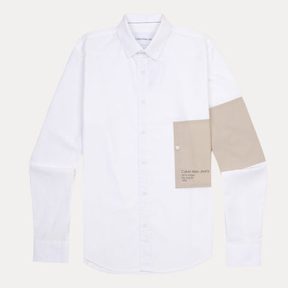 Calvin Klein Jeans Elegant White & Beige Contrast Shirt