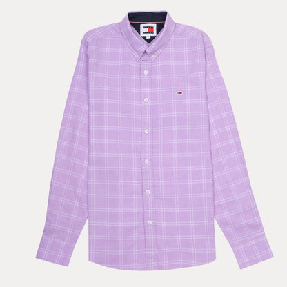 Tommy Jeans Linen Effervescent Lilac Plaid Button-Up Shirt