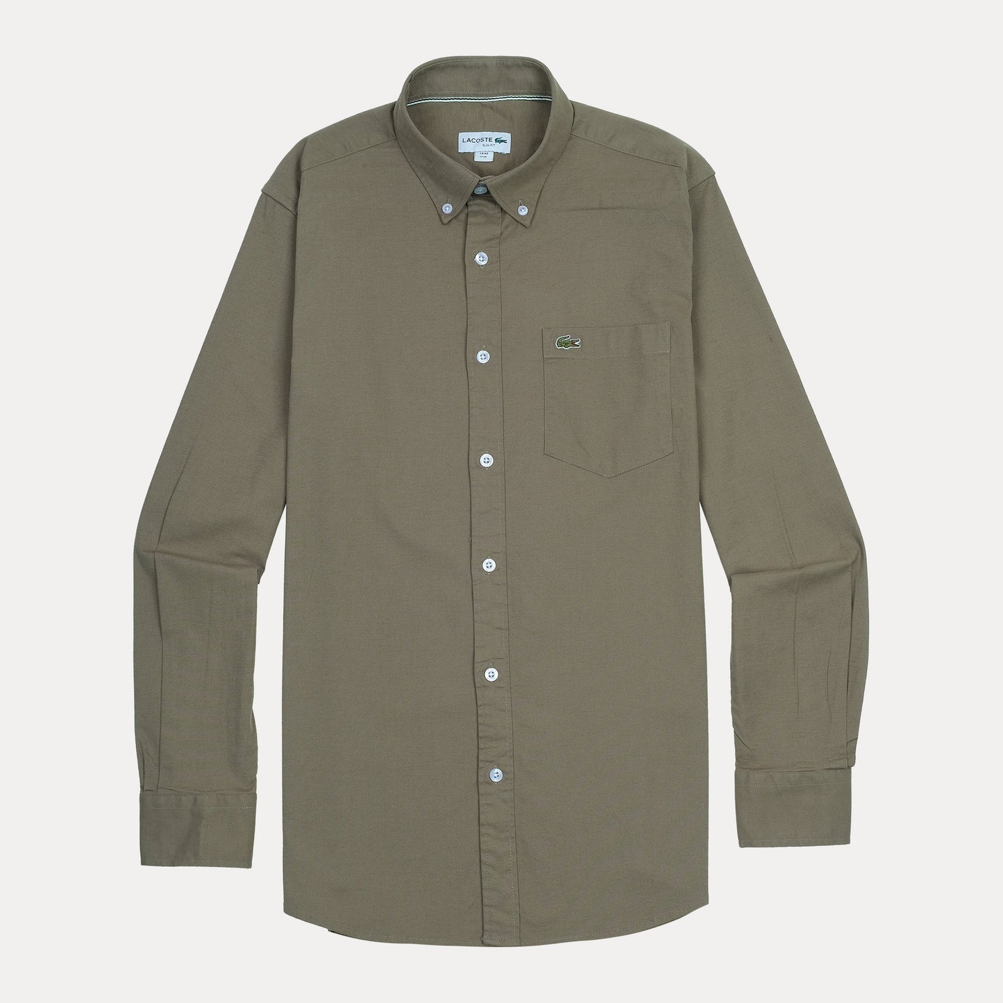 Lacoste Elegant Earthy Olive Button-Up Shirt