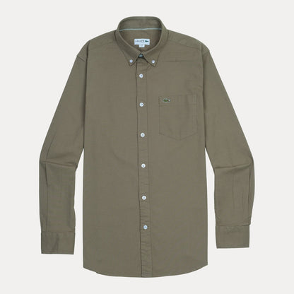 Lacoste Elegant Earthy Olive Button-Up Shirt
