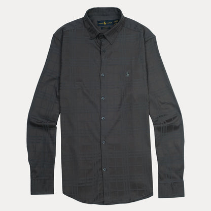 Ralph Lauren Custom Fit Plaid Elegance Shirt in Charcoal Whisper