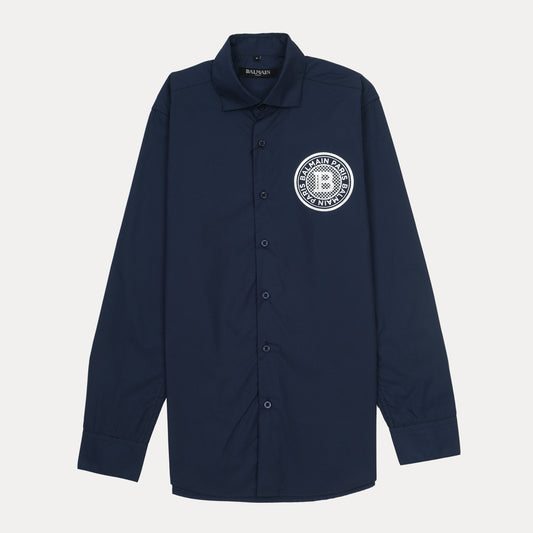 BALMAIN Opulent Azure Classic Fit Long Sleeve Shirt
