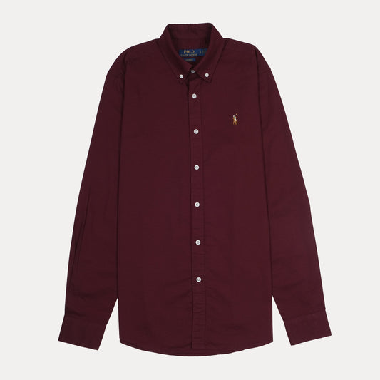 Polo Ralph Lauren Custom Fit Long Sleeve Button-Down Shirt in Burgundy