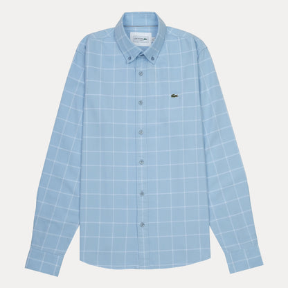 Lacoste Slim Fit Sky Blue Checkered Shirt